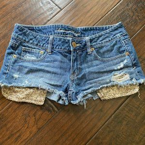 American Eagle Jean Shorts Sequin Pocket